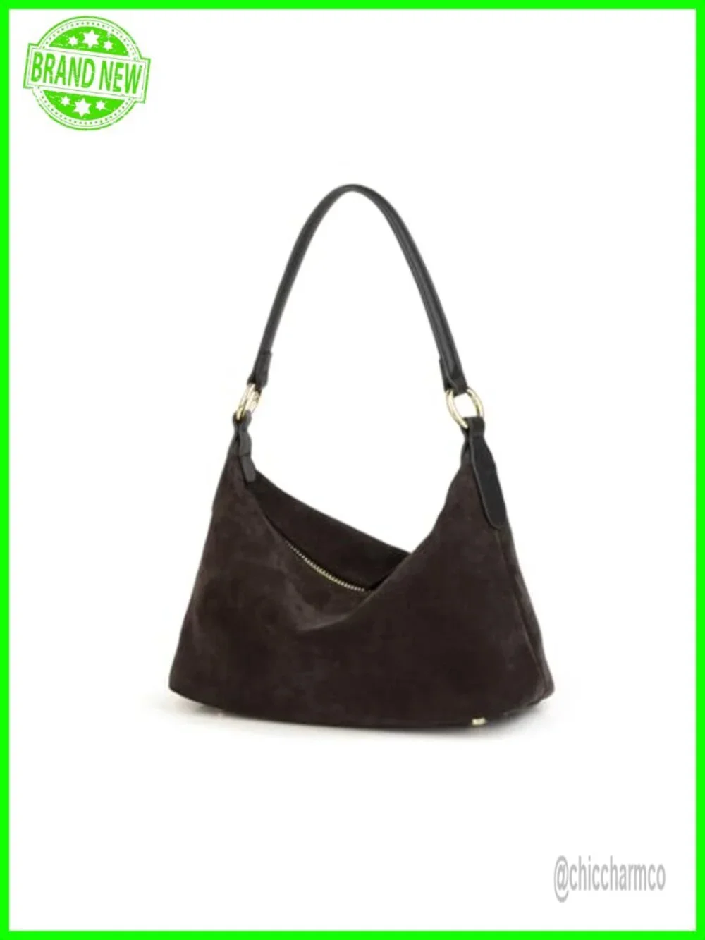 Real Cowhide Suede Slouchy Crescent Hobo Bag Shoulder Satchel Work Tote